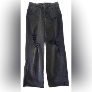 Wild Fable black size 6 distressed high-rise button fly jeans wide leg